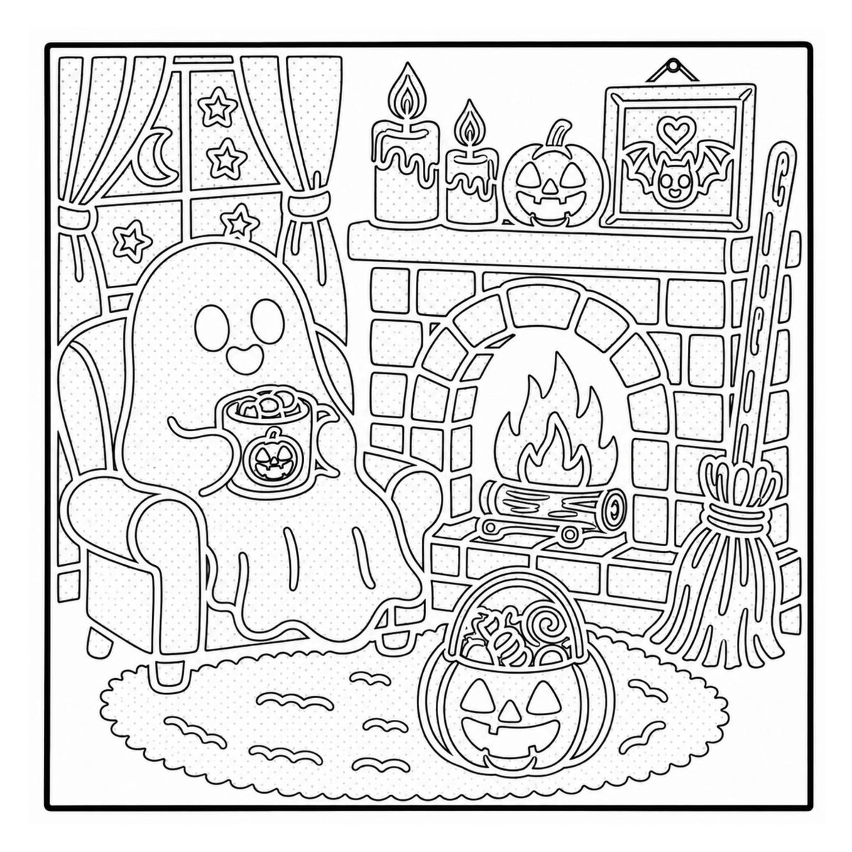 Halloween Monochrome Coloring Book