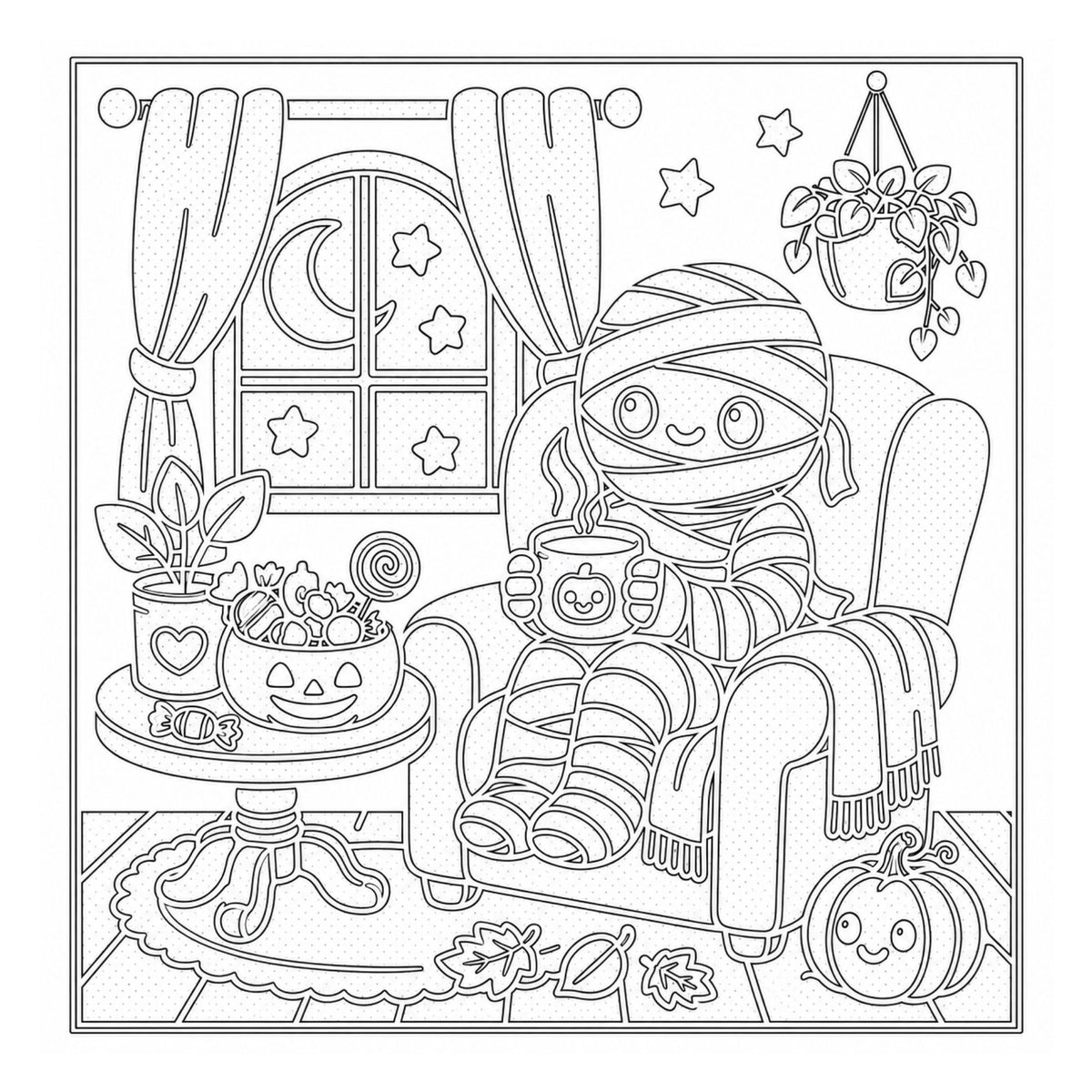 Halloween Monochrome Coloring Book