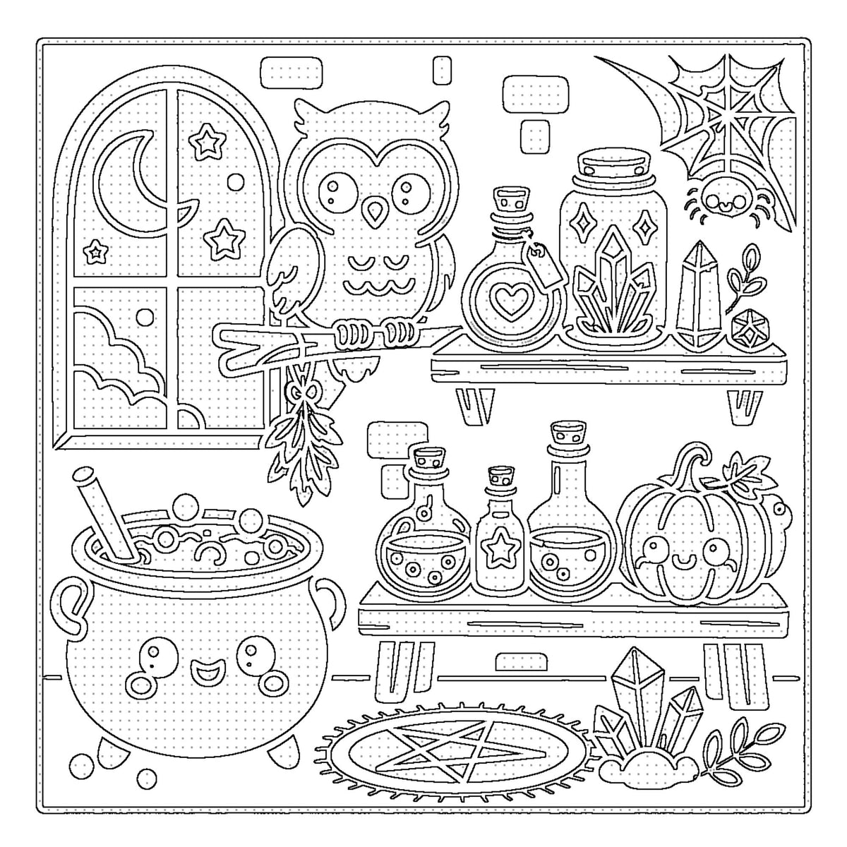 Halloween Monochrome Coloring Book