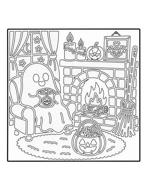 Halloween Monochrome Coloring Book PDF Download