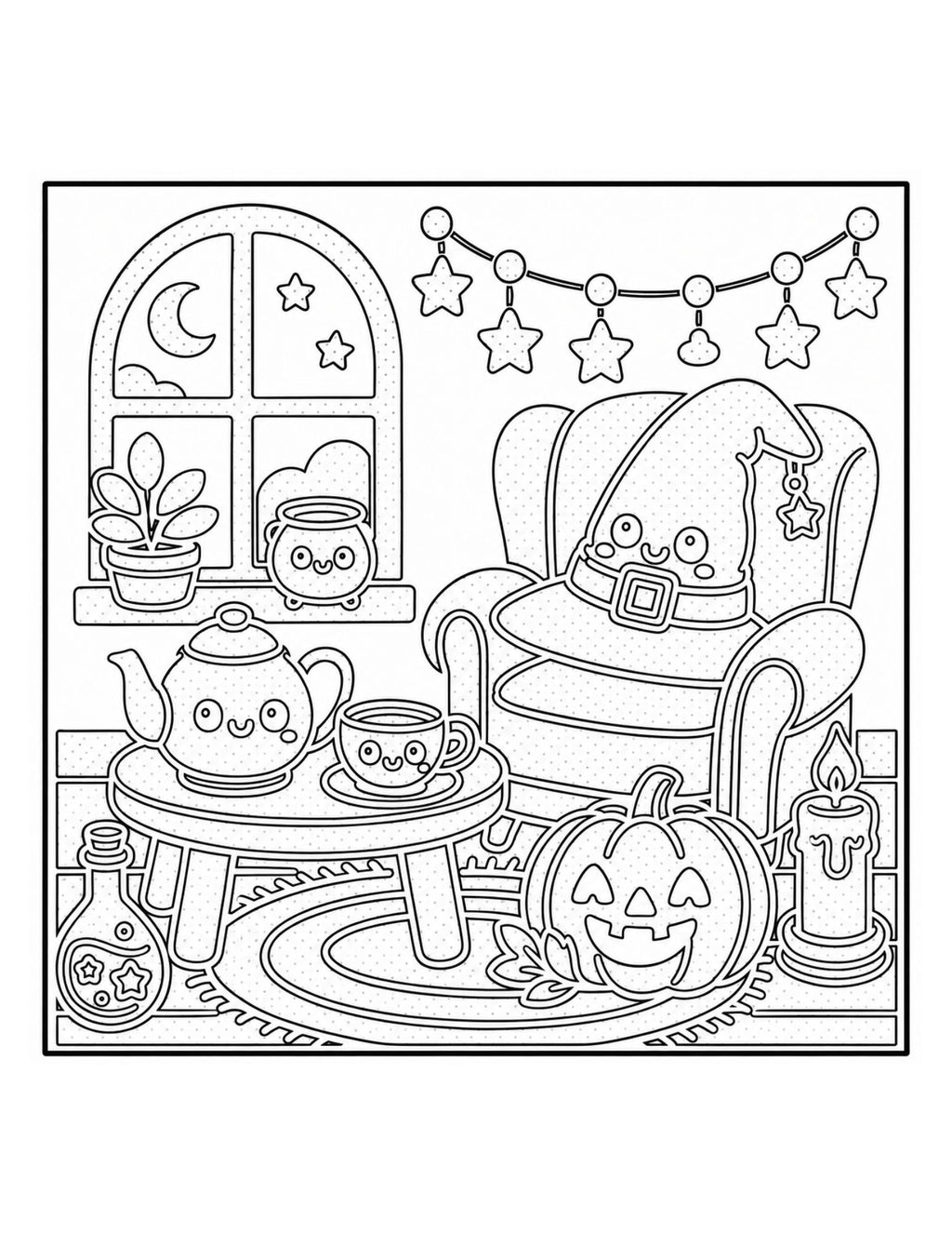 Halloween Monochrome Coloring Book PDF Download