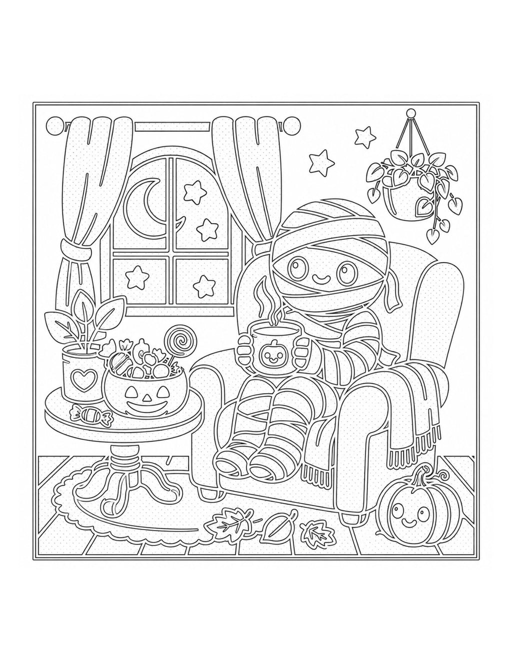Halloween Monochrome Coloring Book PDF Download