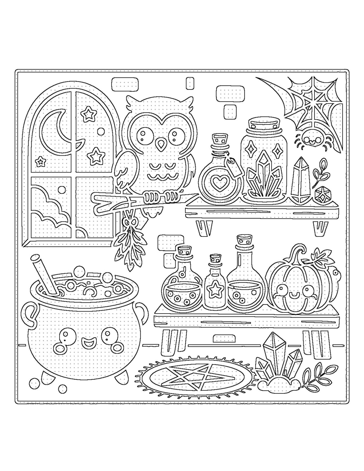 Halloween Monochrome Coloring Book PDF Download