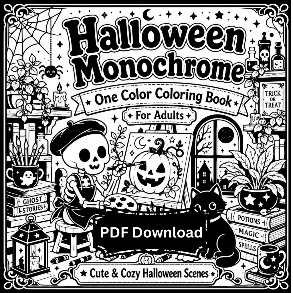 Halloween Monochrome Coloring Book PDF Download